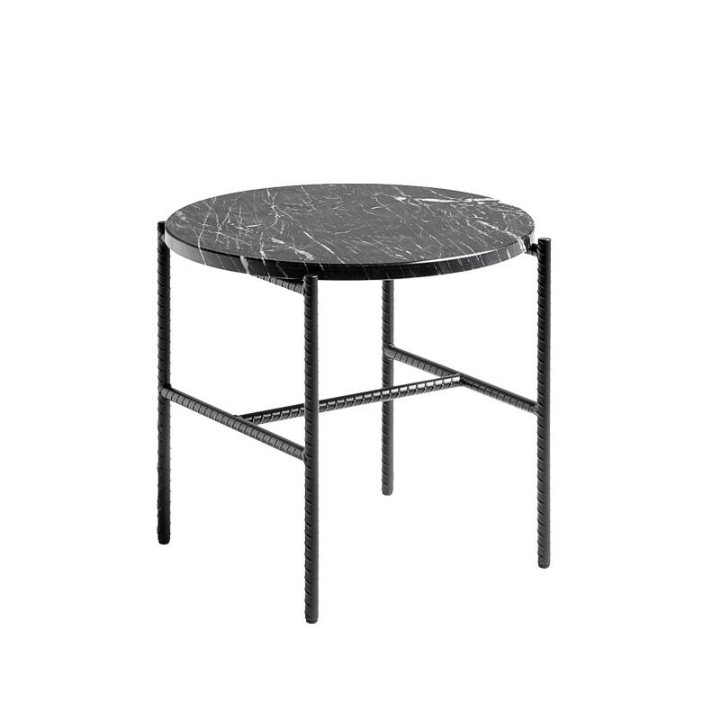 Table d'appoint guéridon REBAR Ø 45 marbre Marbre noir/ noir HAY