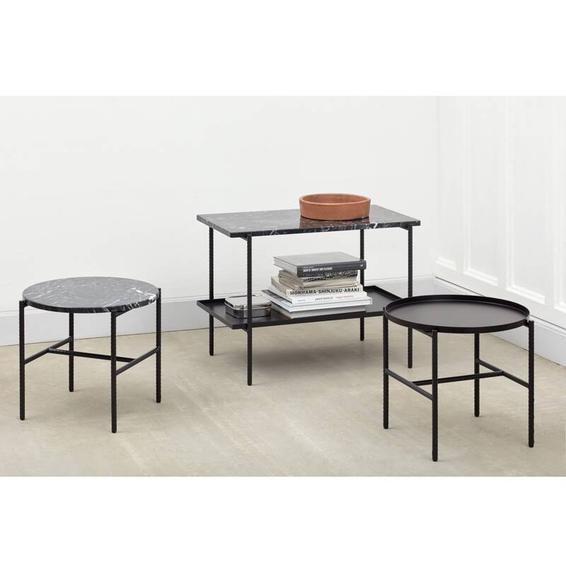 Table d'appoint guéridon REBAR Ø 45 marbre Marbre noir/ noir HAY
