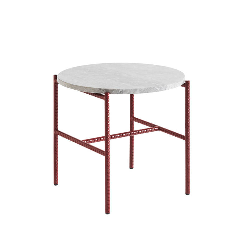 Table d'appoint guéridon REBAR Ø 45 marbre Marbre gris/ rouge HAY