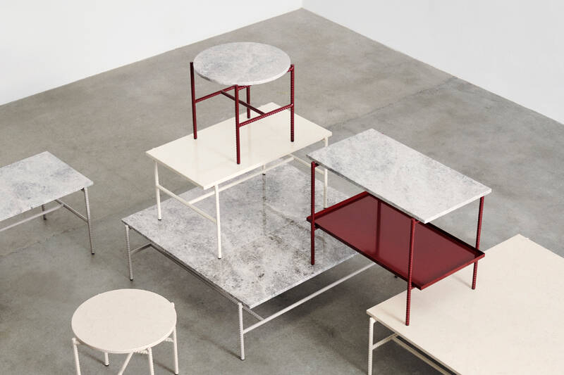 Table d'appoint guéridon REBAR Ø 45 marbre Marbre beige/ albâtre HAY