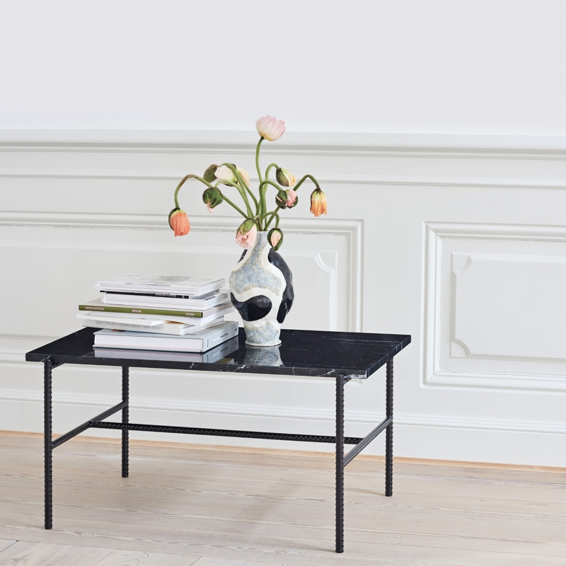 Table basse REBAR 80x49 Marbre noir/ noir HAY