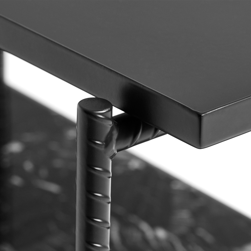 Table d'appoint guéridon REBAR 75x44 Marbre noir/ noir HAY