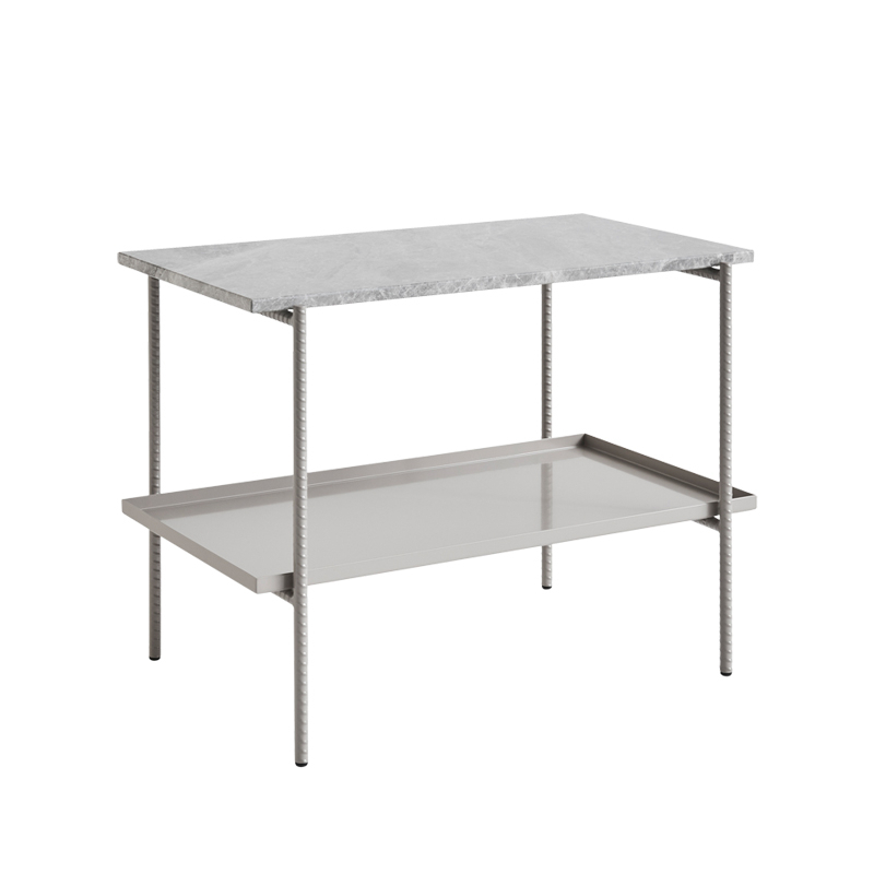 Table d'appoint guéridon REBAR 75x44 Marbre gris/ gris HAY