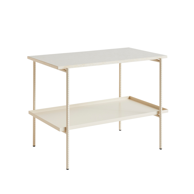 Table d'appoint guéridon REBAR 75x44 Marbre beige/ albâtre HAY