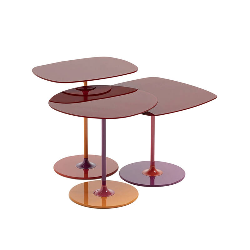 Table d'appoint guéridon THIERRY Set de 3 Bordeaux KARTELL