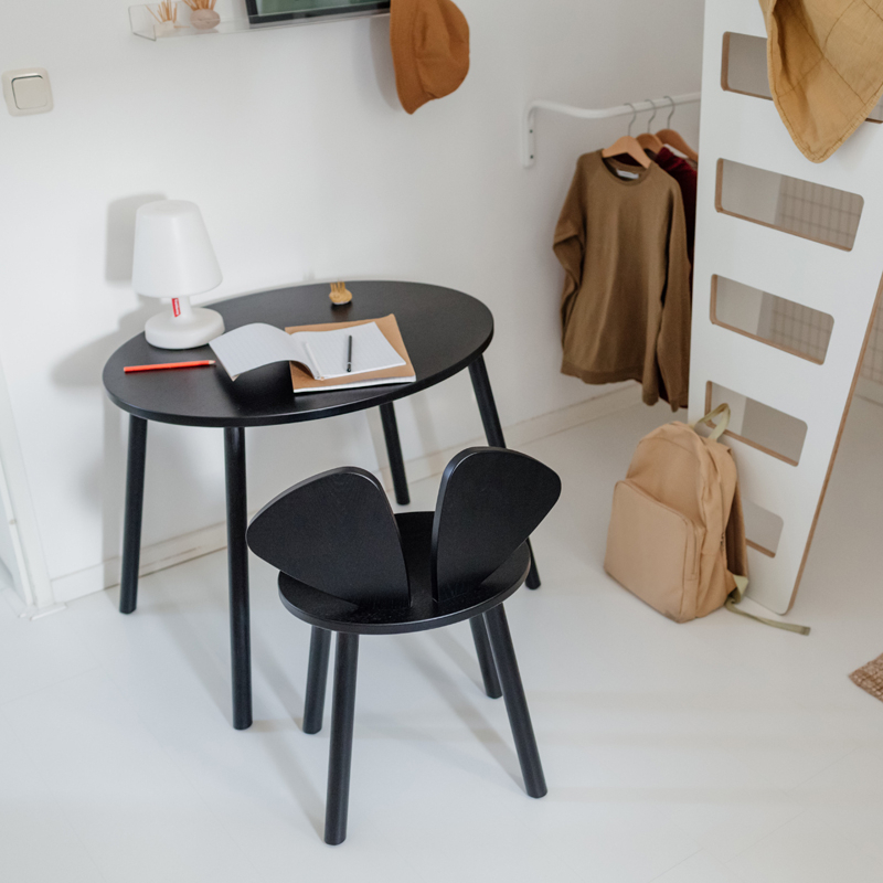 Table enfant Chaise et table enfant MOUSE SCHOOL SET 6 à 10 ans Noir NOFRED