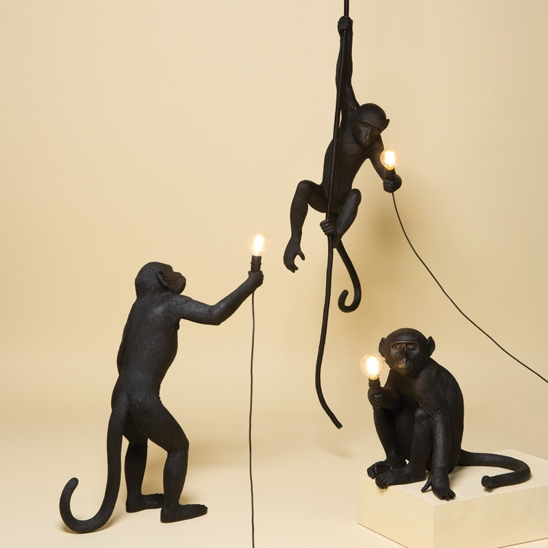 Lampe à poser MONKEY OUTDOOR Sitting Noir SELETTI