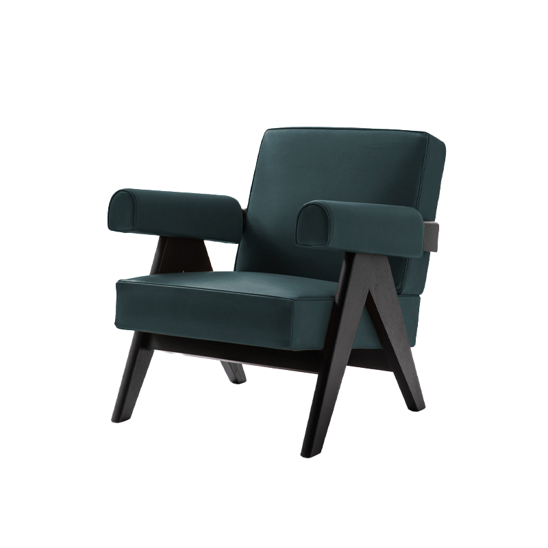 Fauteuil CAPITOL COMPLEX Cuir Naturale vert / chêne teinté noir CASSINA