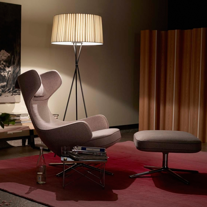 Fauteuil GRAND REPOS & OTTOMAN tissu Cosy gris galet VITRA