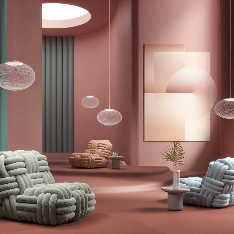 Fauteuil KNITTY Gris clair MOOOI