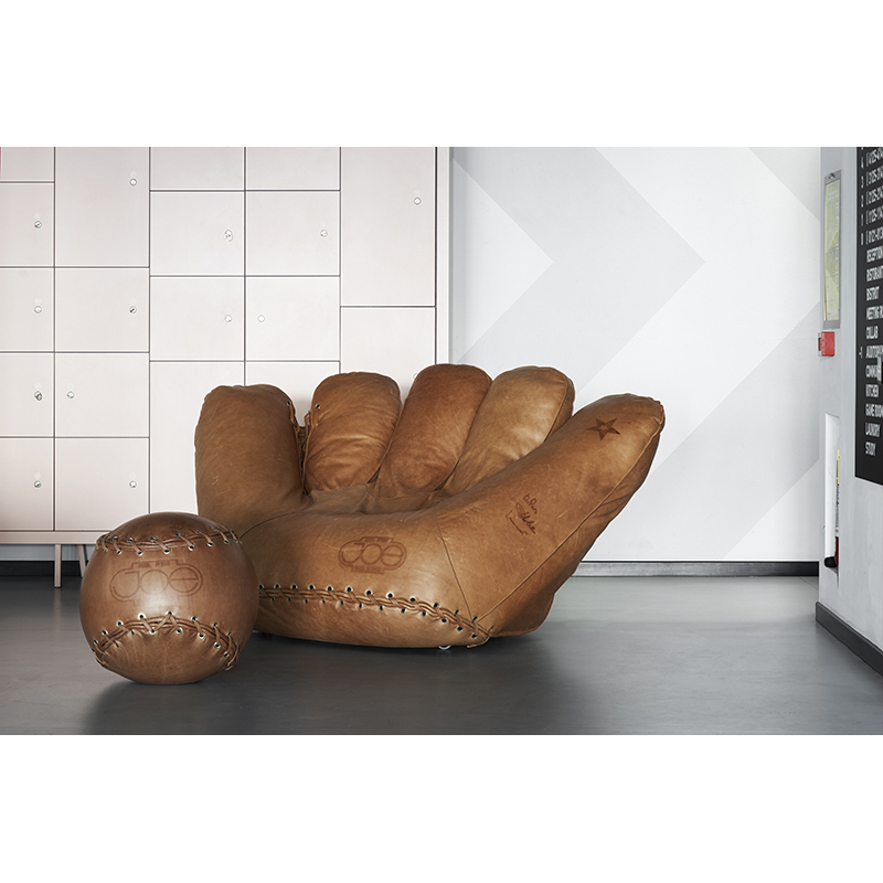 Pouf JOE BALL Cuir marron BAL93002 POLTRONOVA