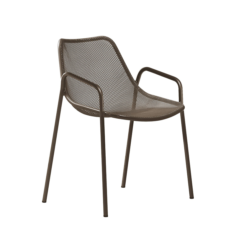 Chaise extérieur ROUND avec accoudoirs Marron d'Inde EMU