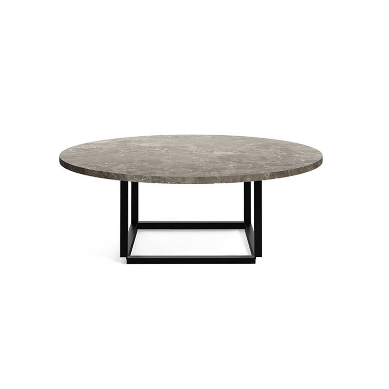 Table basse FLORENCE Ø 90 Marbre Gris du Marais/ piètement noir NEW WORKS