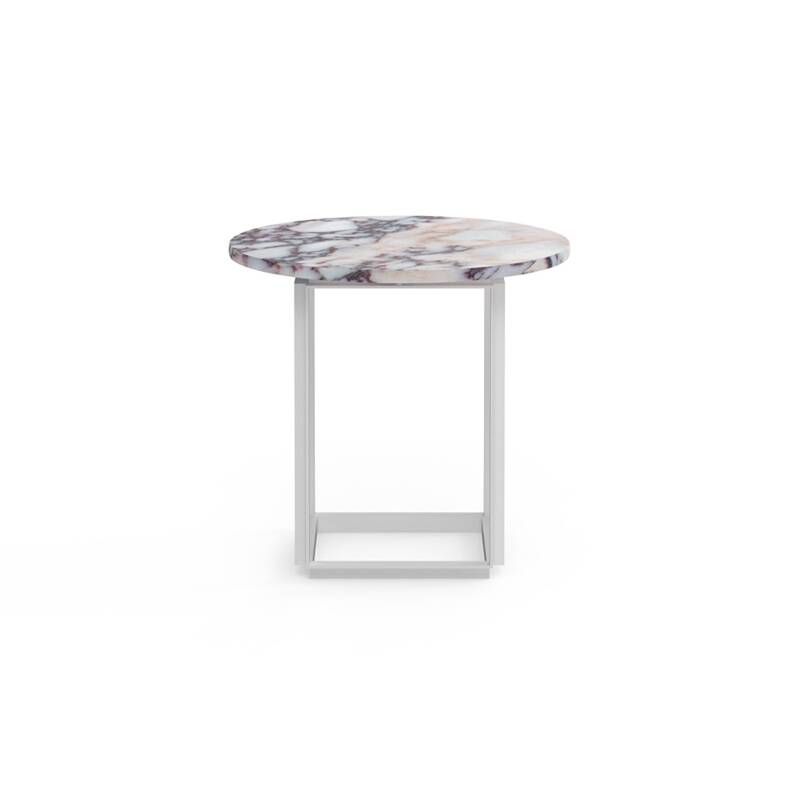 Table d'appoint guéridon FLORENCE Ø 50 Marbre White Viola/ piètement blanc NEW WORKS