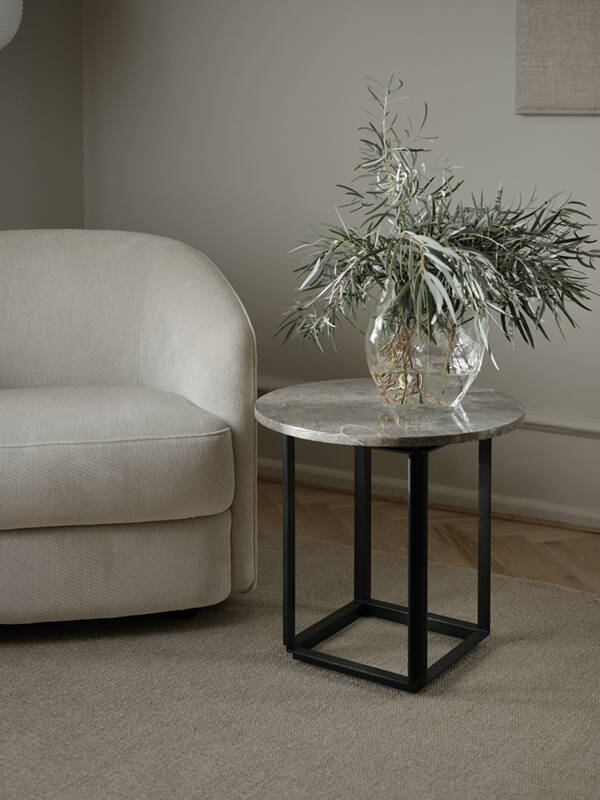 Table d'appoint guéridon FLORENCE Ø 50 Marbre Gris du Marais/ piètement noir NEW WORKS