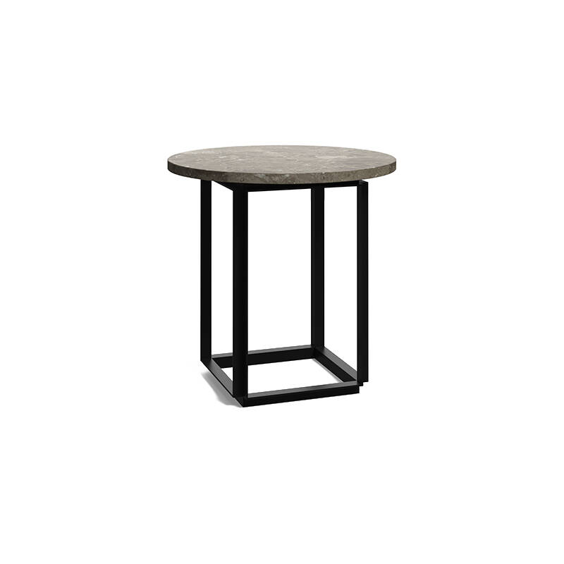 Table d'appoint guéridon FLORENCE Ø 50 Marbre Gris du Marais/ piètement noir NEW WORKS