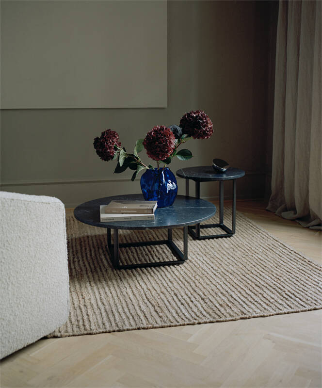 Table d'appoint guéridon FLORENCE Ø 50 Marbre Marquina noir/ piètement noir NEW WORKS