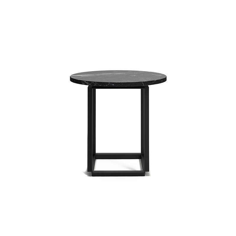 Table d'appoint guéridon FLORENCE Ø 50 Marbre Marquina noir/ piètement noir NEW WORKS