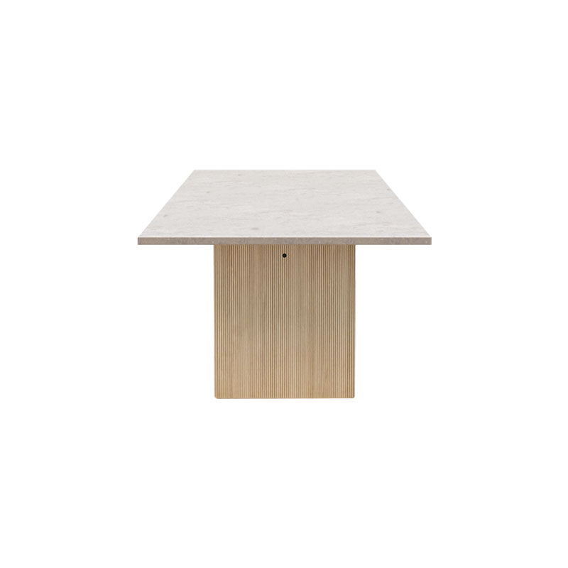 Table CABIN SQUARE Pierre calcaire Jura gris-bleu / Chêne clair VIPP