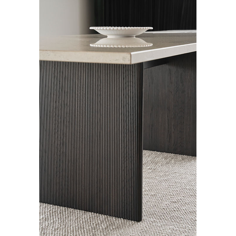 Table CABIN SQUARE Marbre Pietra gris / Chêne foncé VIPP