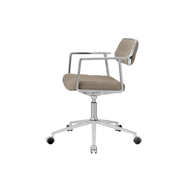 Fauteuil de bureau SWIVEL CHAIR à roulettes Tissu sable foncé / Aluminium poli VIPP