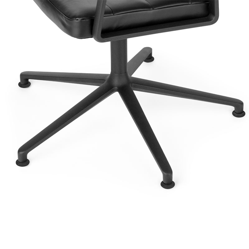 Fauteuil de bureau SWIVEL CHAIR à patins Cuir noir / Aluminium peint noir VIPP