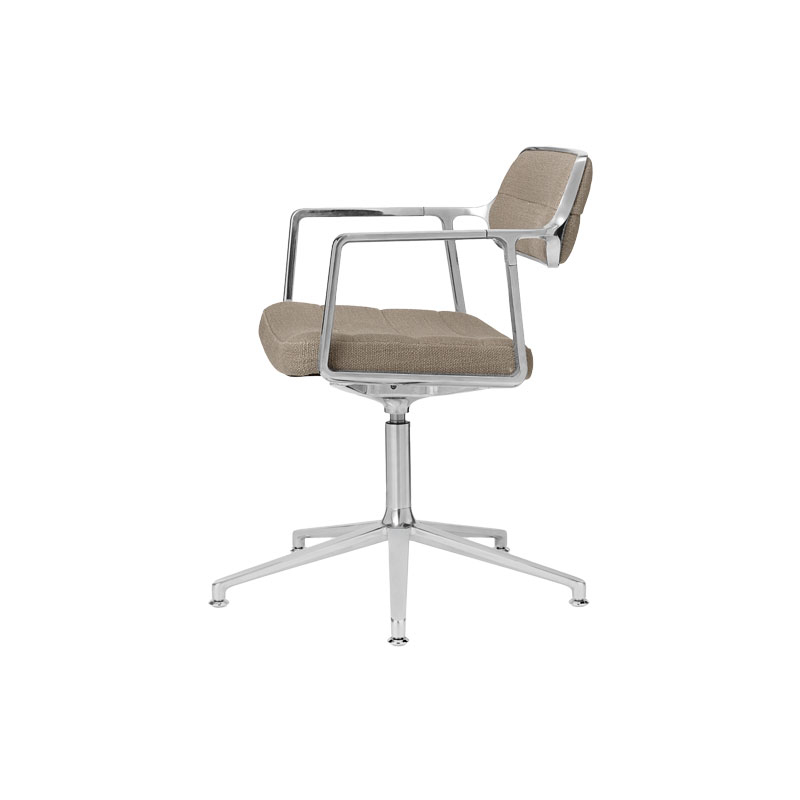 Fauteuil de bureau SWIVEL CHAIR à patins Tissu sable foncé / Aluminium poli VIPP