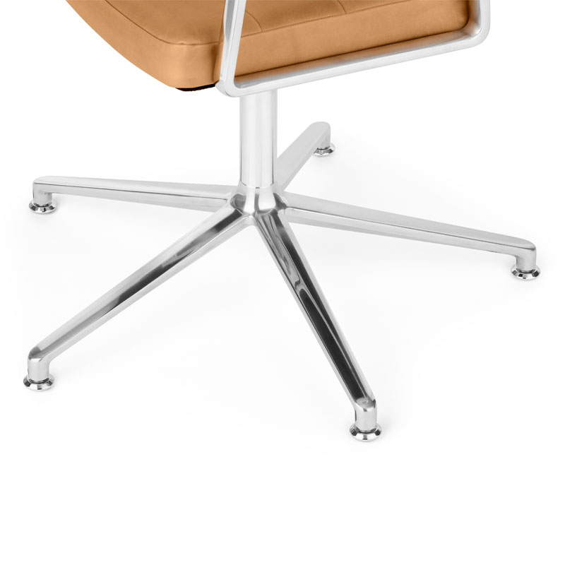 Fauteuil de bureau SWIVEL CHAIR à patins Cuir sable / Aluminium poli VIPP