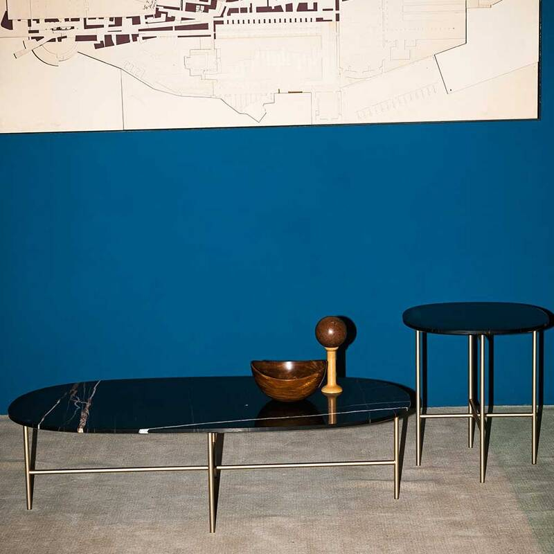 Table d'appoint guéridon SOAP Marbre Sahara noir TACCHINI