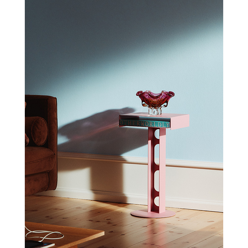 Table d'appoint guéridon Table SIDEKICK Bubble gum PEDESTAL