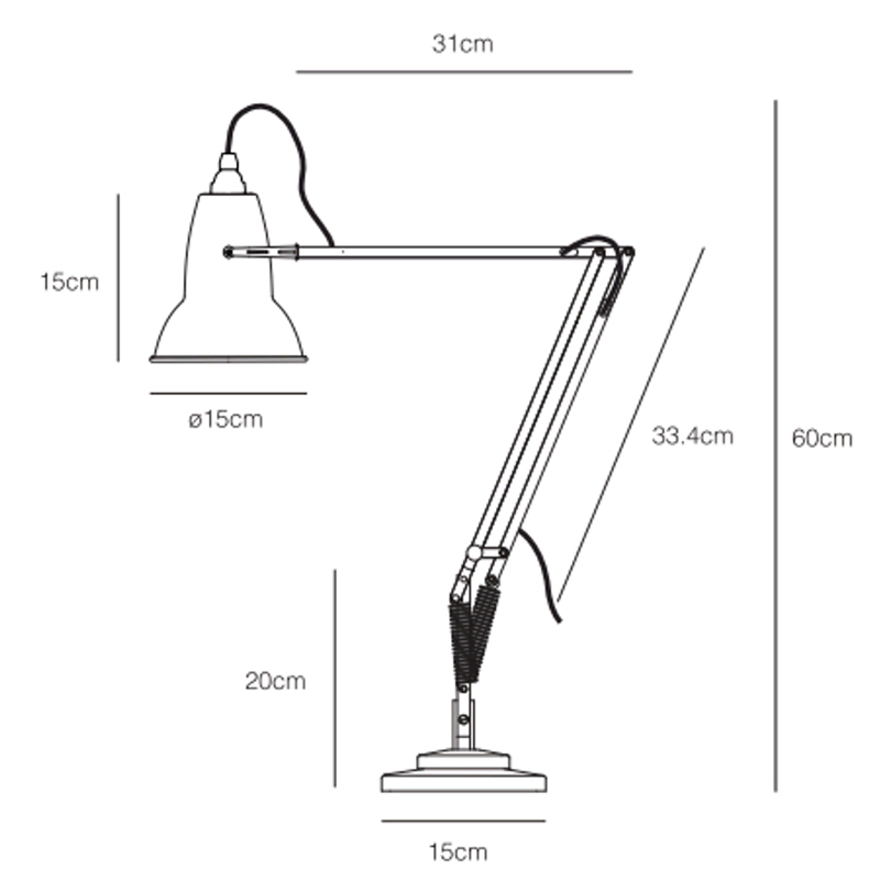 Lampe de bureau ORIGINAL 1227 Noir ANGLEPOISE
