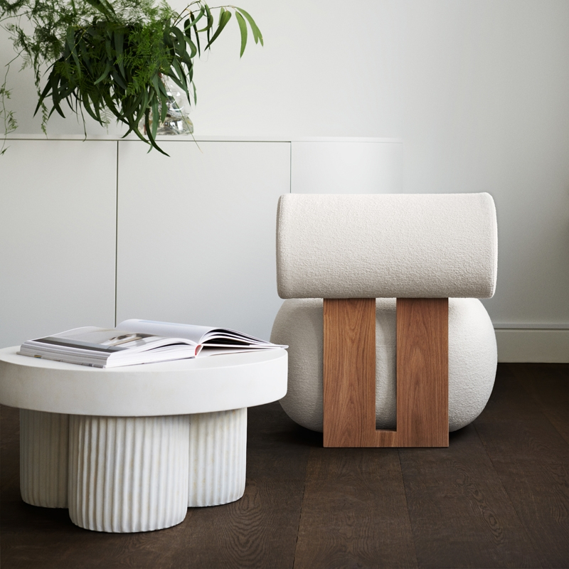 Fauteuil HIPPO Barnum Bouclé 03/ chêne fumé clair NORR11