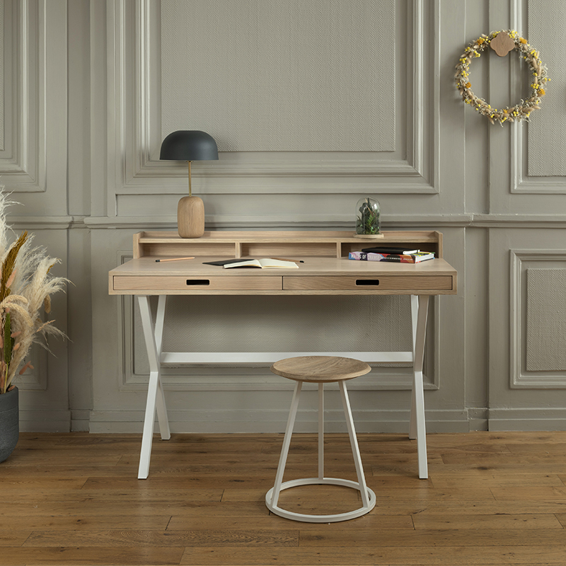 Bureau HYPPOLITE chêne Bleu d'eau HARTO