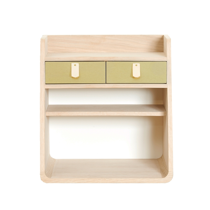 Etagère Rangement mural SUZON Chêne/ tiroirs blancs HARTO