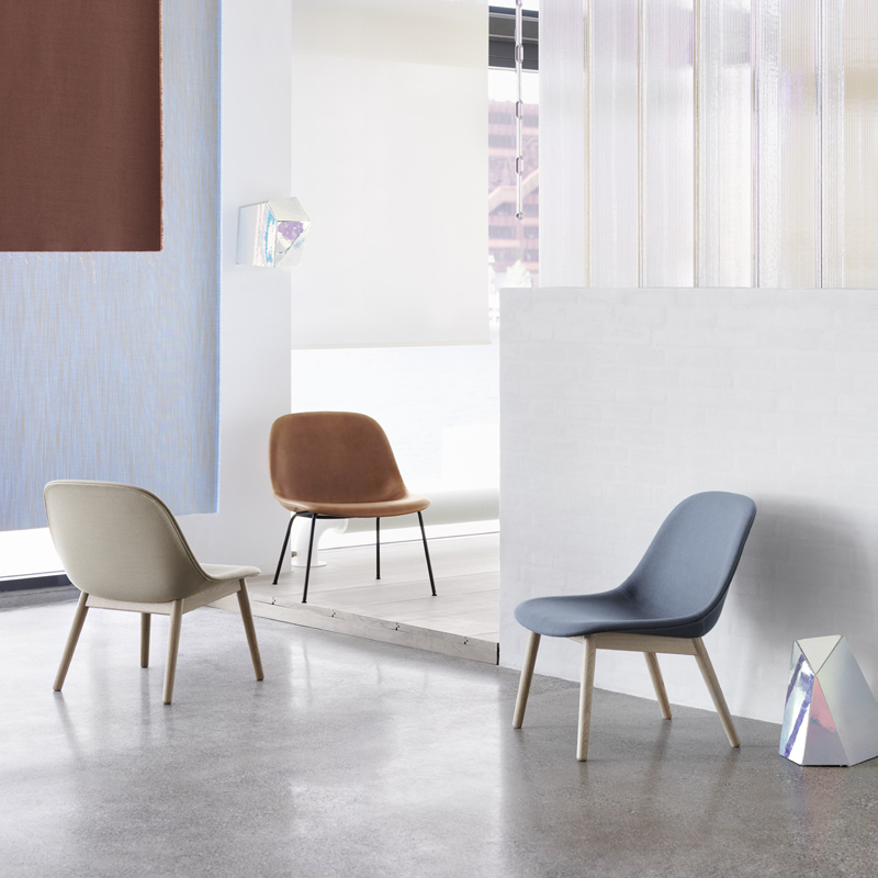 Fauteuil FIBER LOUNGE Pieds bois Ocre/ chêne MUUTO