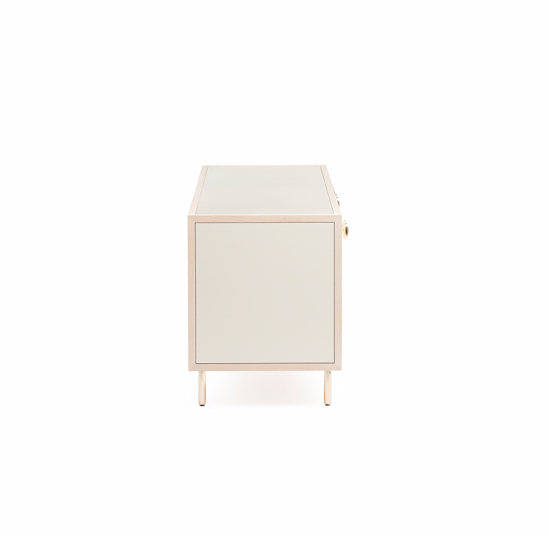Meuble de rangement Buffet CLASSON 4 portes Frêne huilé blanc / HDF blanc cassé DE LA ESPADA
