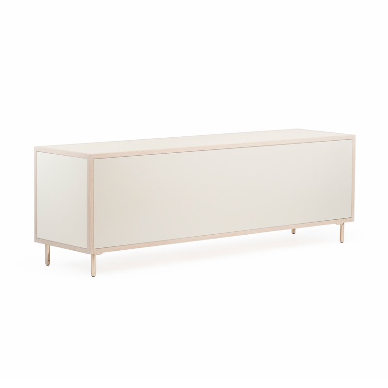 Meuble de rangement Buffet CLASSON 4 portes Frêne huilé blanc / HDF blanc cassé DE LA ESPADA