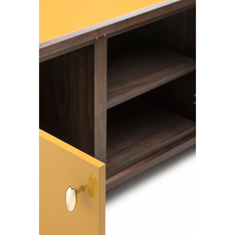 Meuble de rangement Buffet CLASSON 4 portes Noyer danois huilé / HDF Ochre DE LA ESPADA