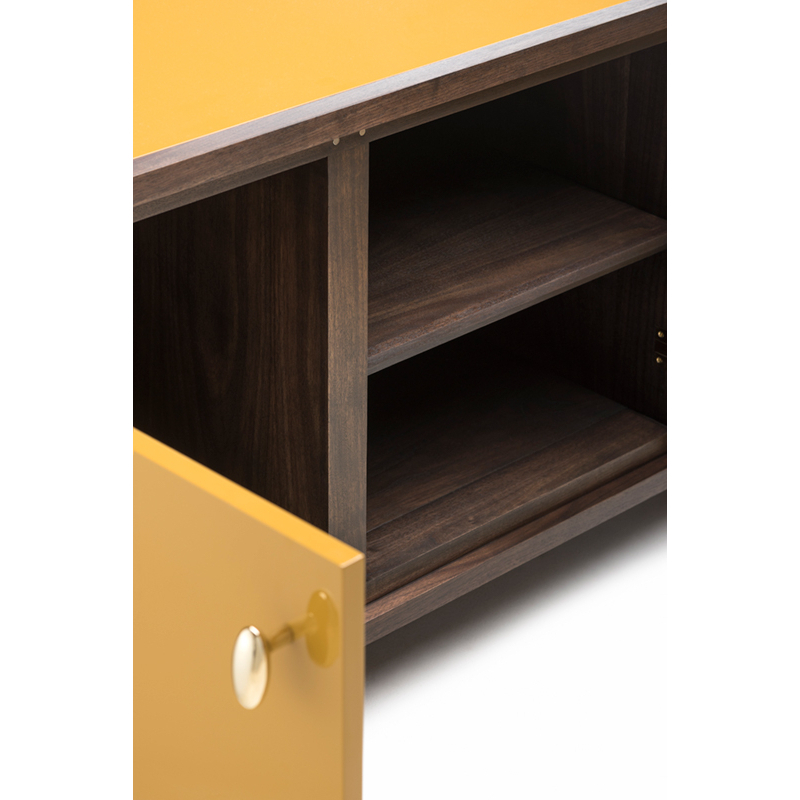 Meuble de rangement Buffet CLASSON 4 portes Noyer danois huilé / HDF Ochre DE LA ESPADA