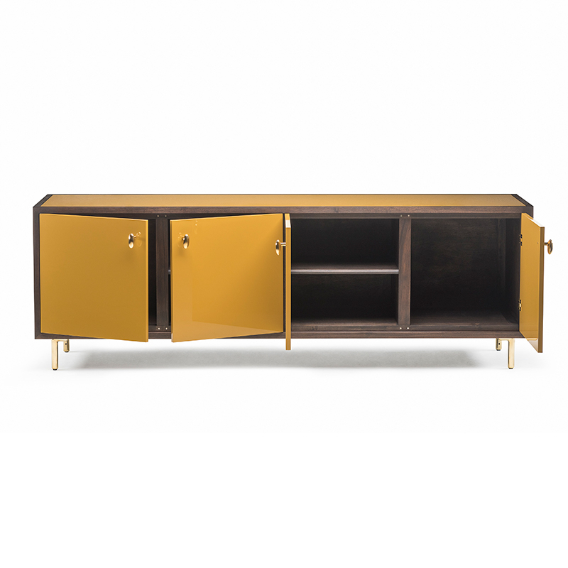 Meuble de rangement Buffet CLASSON 4 portes Noyer danois huilé / HDF Ochre DE LA ESPADA