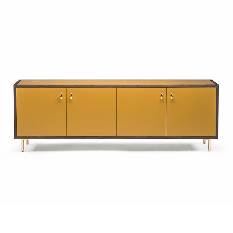 Meuble de rangement Buffet CLASSON 4 portes Noyer danois huilé / HDF Ochre DE LA ESPADA