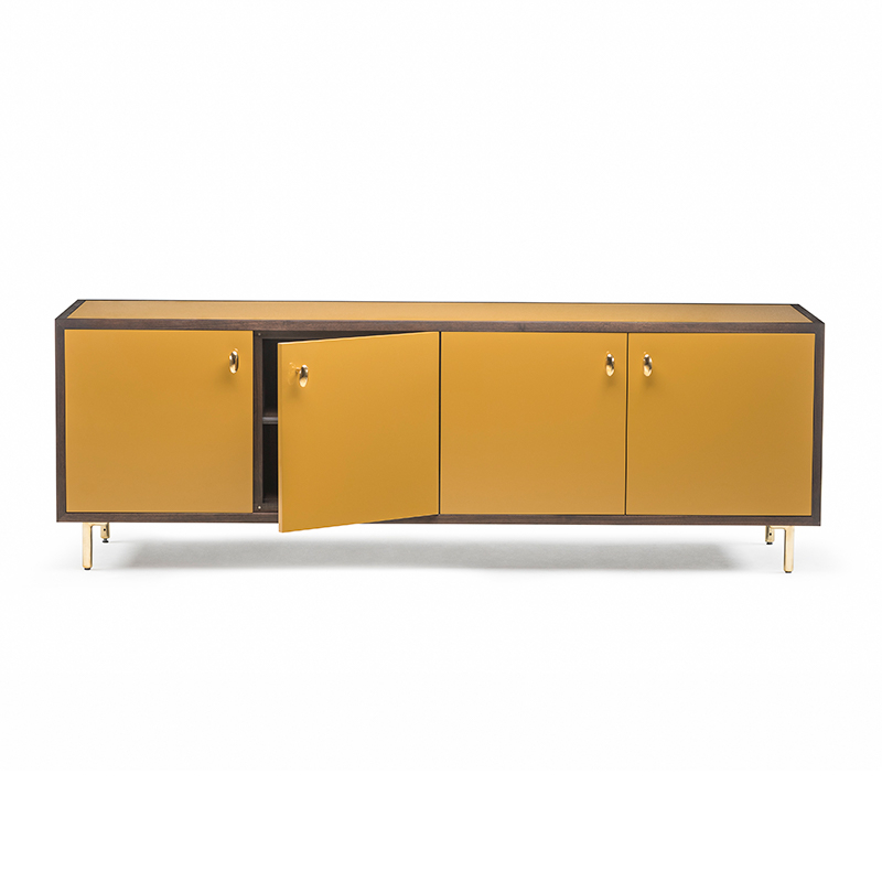 Meuble de rangement Buffet CLASSON 4 portes Noyer danois huilé / HDF Ochre DE LA ESPADA