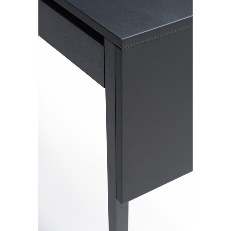 Bureau DRAPE Cuir noir / Frêne peint noir DE LA ESPADA