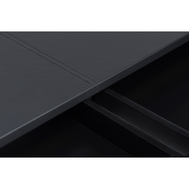 Bureau DRAPE Cuir noir / Frêne peint noir DE LA ESPADA