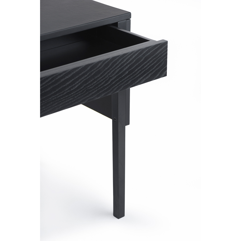 Bureau DRAPE Cuir noir / Frêne peint noir DE LA ESPADA
