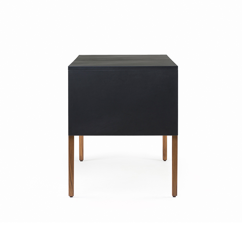 Bureau DRAPE Cuir noir / Noyer Danois huilé DE LA ESPADA