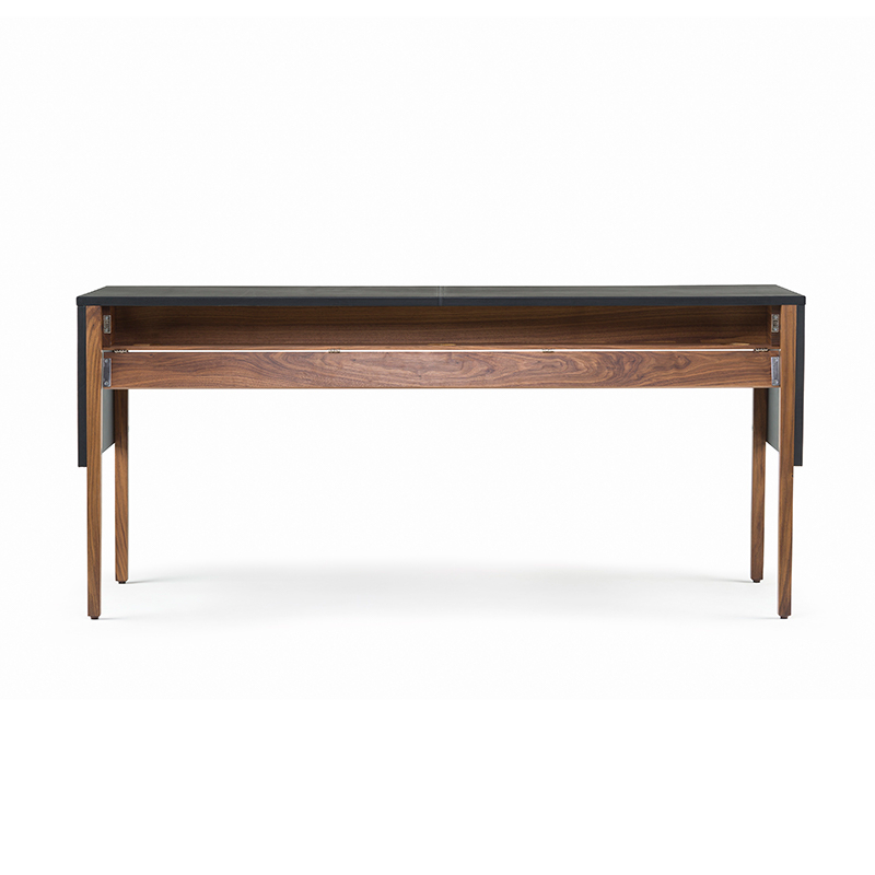 Bureau DRAPE Cuir noir / Noyer Danois huilé DE LA ESPADA
