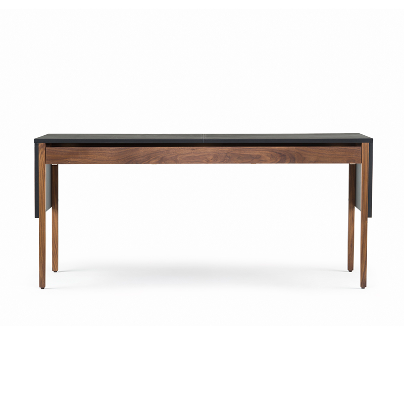 Bureau DRAPE Cuir noir / Noyer Danois huilé DE LA ESPADA