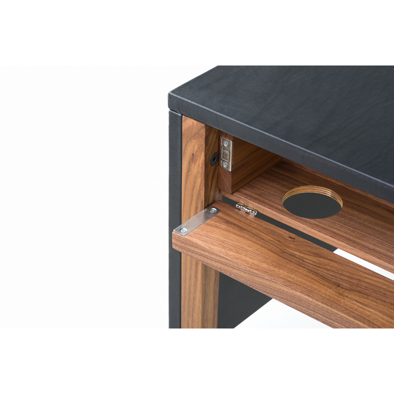Bureau DRAPE Cuir noir / Noyer Danois huilé DE LA ESPADA