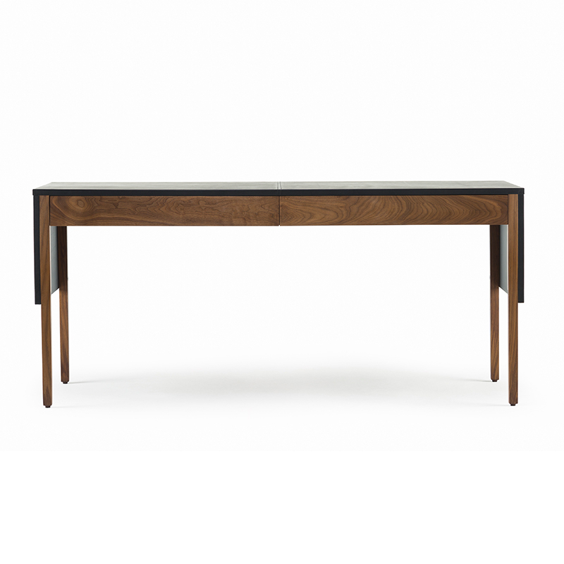 Bureau DRAPE Cuir noir / Noyer Danois huilé DE LA ESPADA